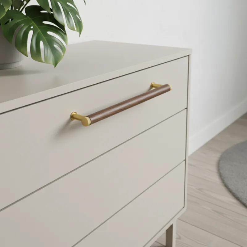 Drvena ručka SOHO / Lakirani orah - zlatna