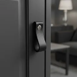 Kožna ručkica gumb DOLCE Mini / Crna