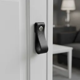 Kožna ručkica gumb DOLCE Mini / Crna