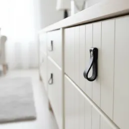 Kožna ručkica gumb DOLCE Mini / Crna