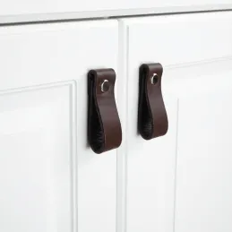 Kožna ručka gumb DOLCE Mini / Tamnosmeđa