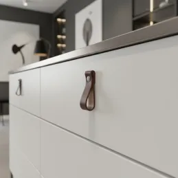 Kožna ručka gumb DOLCE Mini / Tamnosmeđa