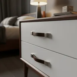 Kožna ručka LEATY / Tamni nikl - smeđa koža