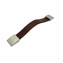 Kožna ručka LEATY / Tamni nikl - smeđa koža