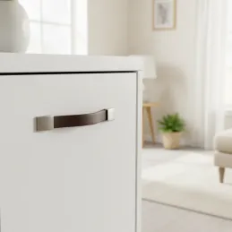 Kožna ručka LEATY / Tamni nikl - smeđa koža