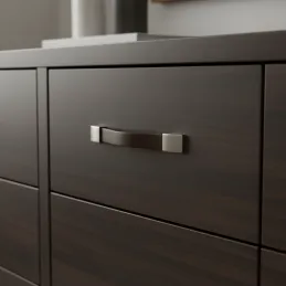 Kožna ručka LEATY / Tamni nikl - smeđa koža