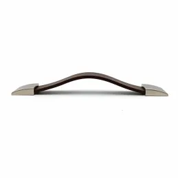 Kožna ručka LEATY / Tamni nikl - smeđa koža