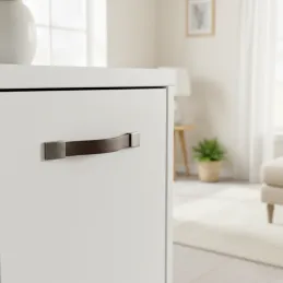 Kožna ručka LEATY / Starosrebrna - smeđa koža