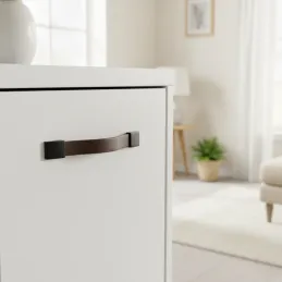 Kožnata ručka LEATY / Crna - smeđa koža