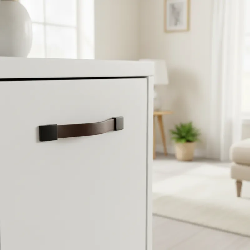 Kožnata ručka LEATY / Crna - smeđa koža