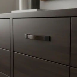 Kožnata ručka LEATY / Crna - smeđa koža