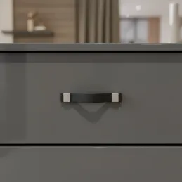 Kožna ručka DALLAS / Crna koža - aluminijski završetak