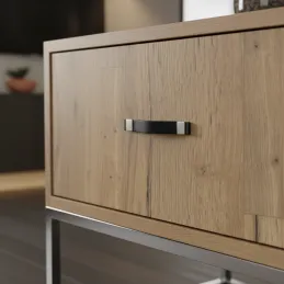 Kožna ručka DALLAS / Crna koža - aluminijski završetak