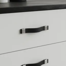 Kožna ručka DALLAS / Crna koža - aluminijski završetak