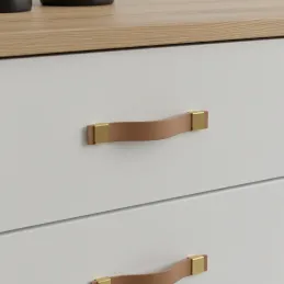 Kožna ručka DALLAS / Smeđa koža - zlatni završetak