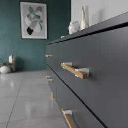 Drvena ručka LEO / Bijela - prirodni buk