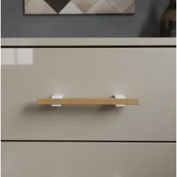 Drvena ručka LEO / Bijela - prirodni buk