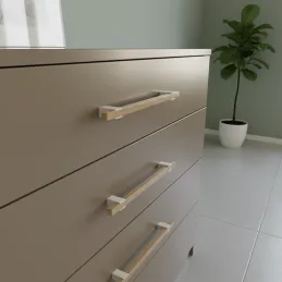 Drvena ručka LEO / Bijela - prirodni buk