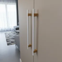 Drvena ručka LEO / Bijela - prirodni hrast