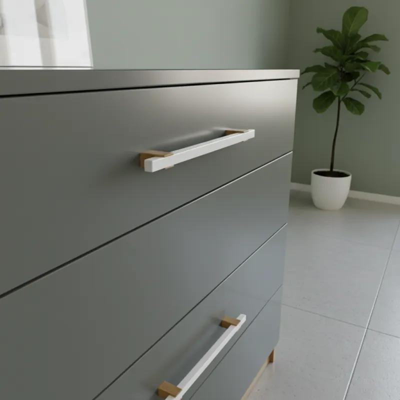 Drvena ručka LEO / Bijela - prirodni hrast