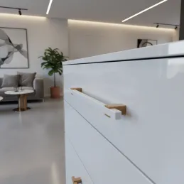 Drvena ručka LEO / Bijela - prirodni hrast