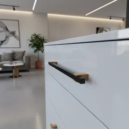 Drvena ručka LEO / Crna - prirodni buk