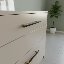 Drvena ručka LEO / Crna - prirodni buk