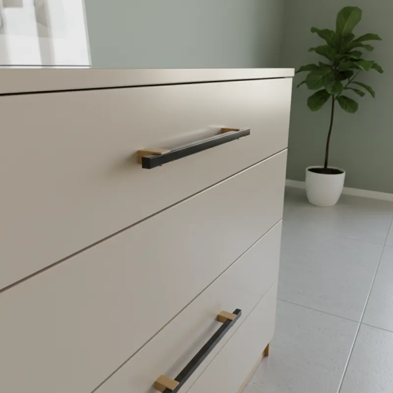 Drvena ručka LEO / Crna - prirodni buk