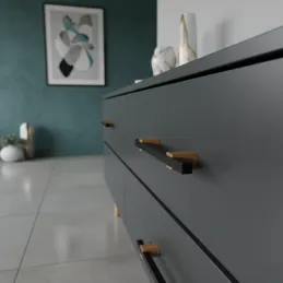 Drvena ručka LEO / Crna - prirodni buk