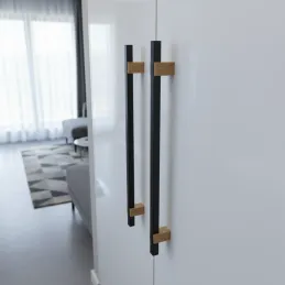 Drvena ručka LEO / Crna - prirodni buk