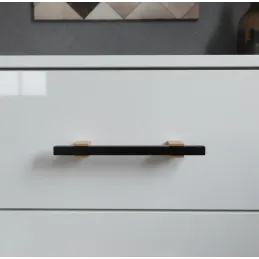 Drvena ručka LEO / Crna - prirodni buk