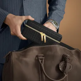 Cestovna kutija za satove BUGATI TRAVEL / Crno-zlatna