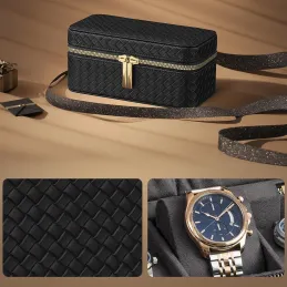 Cestovna kutija za satove BUGATI TRAVEL / Crno-zlatna