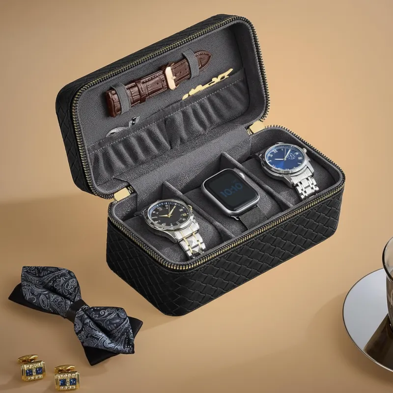 Cestovna kutija za satove BUGATI TRAVEL / Crno-zlatna