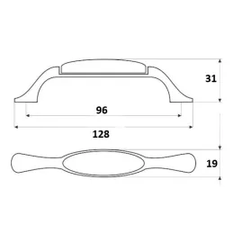 Ručka GAUDIA / Starosrebrna + vanilija porculan