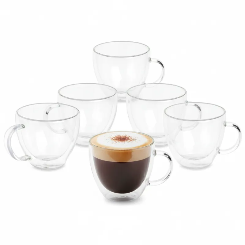 Set od 6 termo čaša za kavu VIVALTO 140 ml / Prozirno