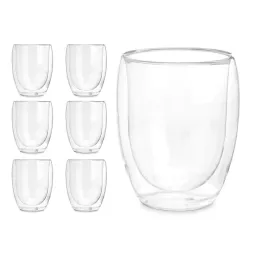 Set od 6 termo čaša za kavu i napitke VIVALTO 246 ml / Prozirno