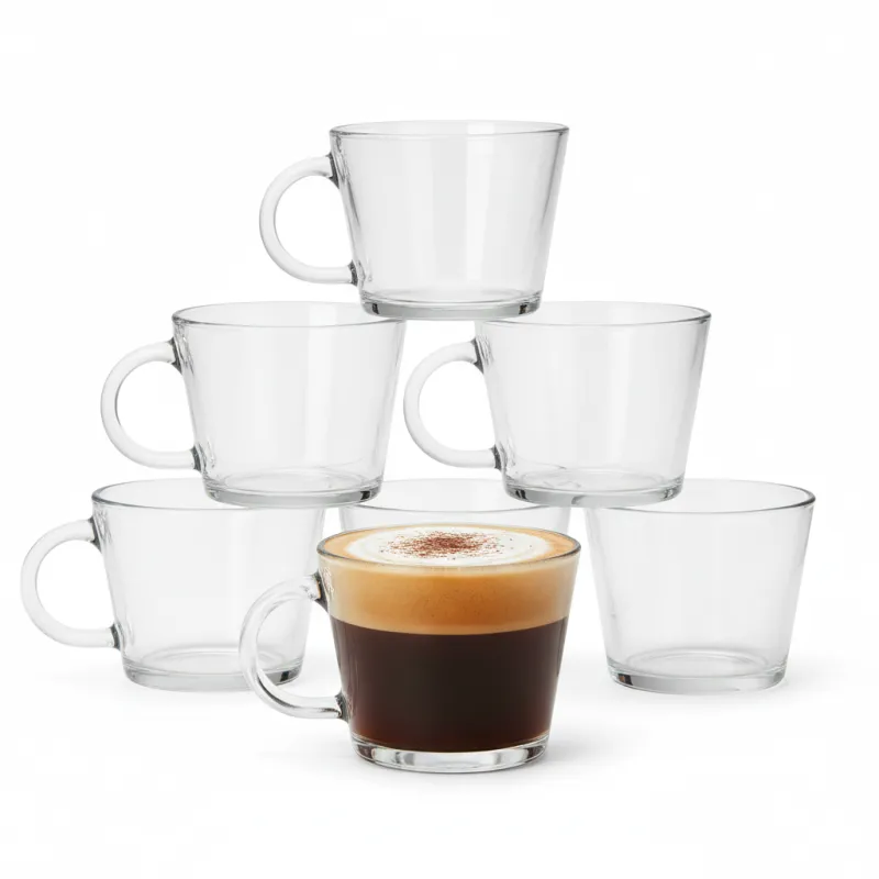 Set od 6 staklenih šalica za kavu i napitke VIVALTO 400 ml / Prozirno