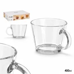 Set od 6 staklenih šalica za kavu i napitke VIVALTO 400 ml / Prozirno