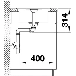 Kameninjski sudoper Blanco FAVUM 45 S / Crna