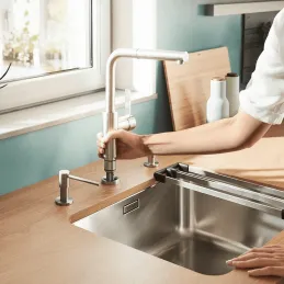 Baterija za ispod prozora Blanco LANORA S- F s tušem / Polirani nehrđajući čelik