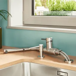 Baterija za ispod prozora Blanco LANORA S- F s tušem / Polirani nehrđajući čelik