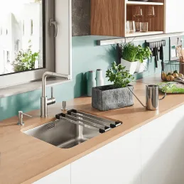 Baterija za ispod prozora Blanco LANORA S- F s tušem / Polirani nehrđajući čelik