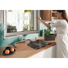 Baterija za ispod prozora Blanco LANORA S- F s tušem / Polirani nehrđajući čelik