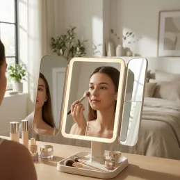 Kozmetičko ogledalo s LED svjetlom i organizatorom TREND / Krem