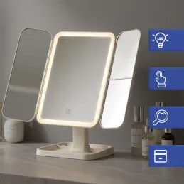 Kozmetičko ogledalo s LED svjetlom i organizatorom TREND / Krem