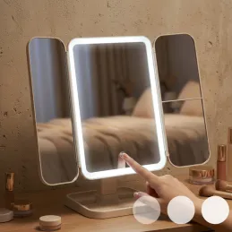 Kozmetičko ogledalo s LED svjetlom i organizatorom TREND / Krem