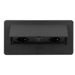 Preklopna električna utičnica KOMBI BOX USB A+C / Crna
