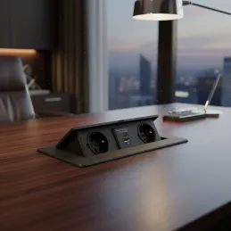 Preklopna električna utičnica KOMBI BOX USB A+C / Crna