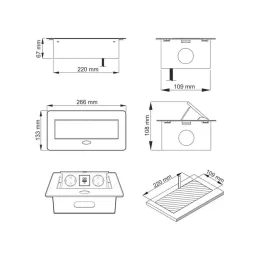 Preklopna električna utičnica KOMBI BOX USB A+C / Aluminij